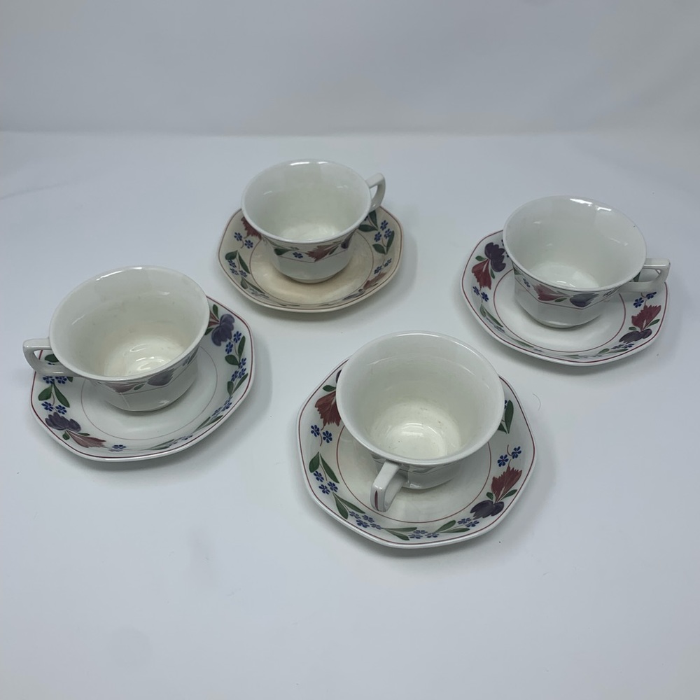 4 Adams Vintage New print Member of Wedgwood Group Tea Cups & Saucers